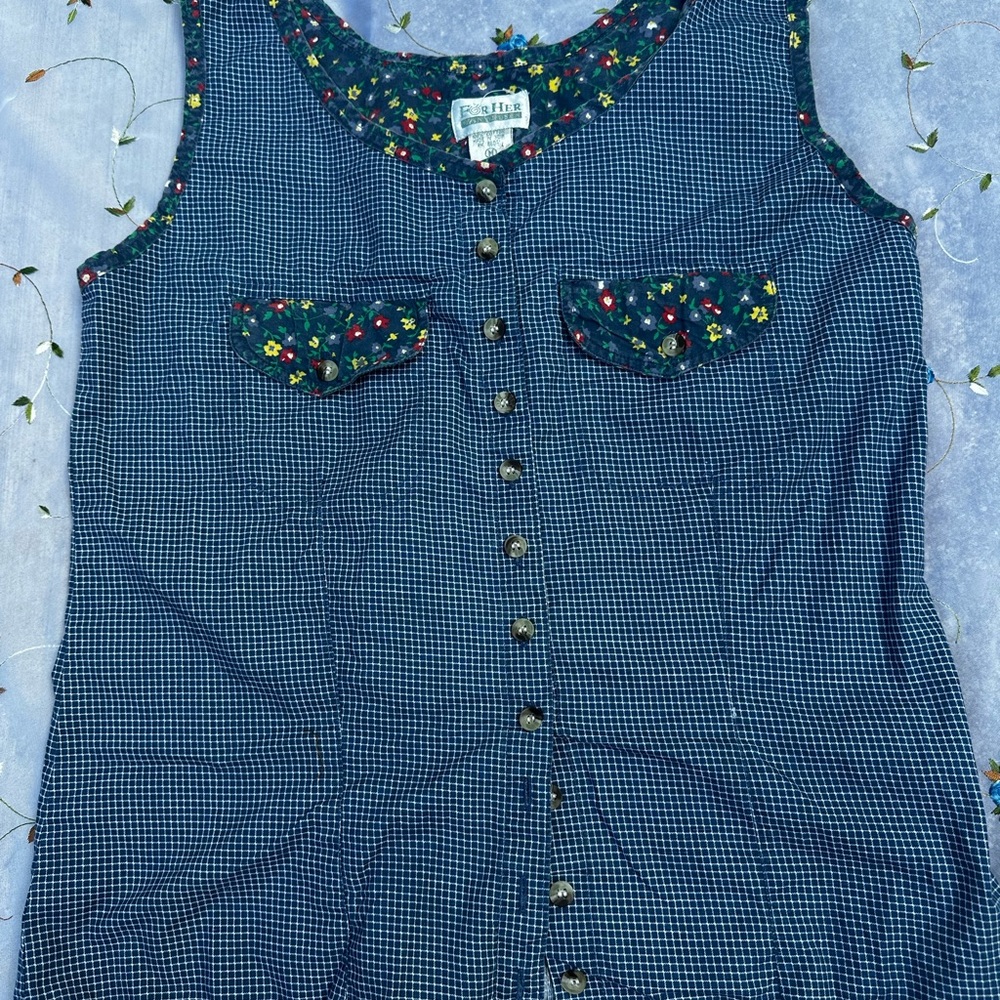 Vintage 90s Cottagecore Button Up Tank Blouse